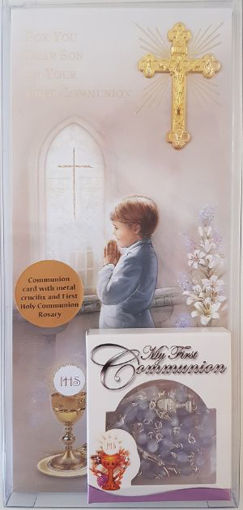 Picture of SON FIRST COMMUNION BOXED CARD WITH ROSARY BEAD